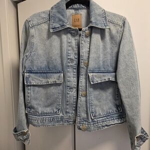 GAP Women's Cropped Light Wash Blue Jean Jacket XXS